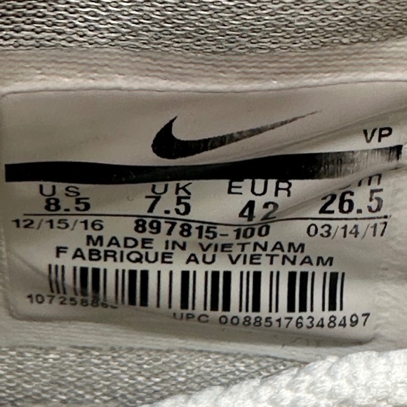 Nike‎ KD 10 897815-100 Mens 8.5 Still KD White Pure Platinum Basketball Shoes main image 4
